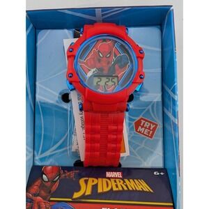 Spiderman Kids LCD Digital‎ Flashing Watch Red Band- New in Box